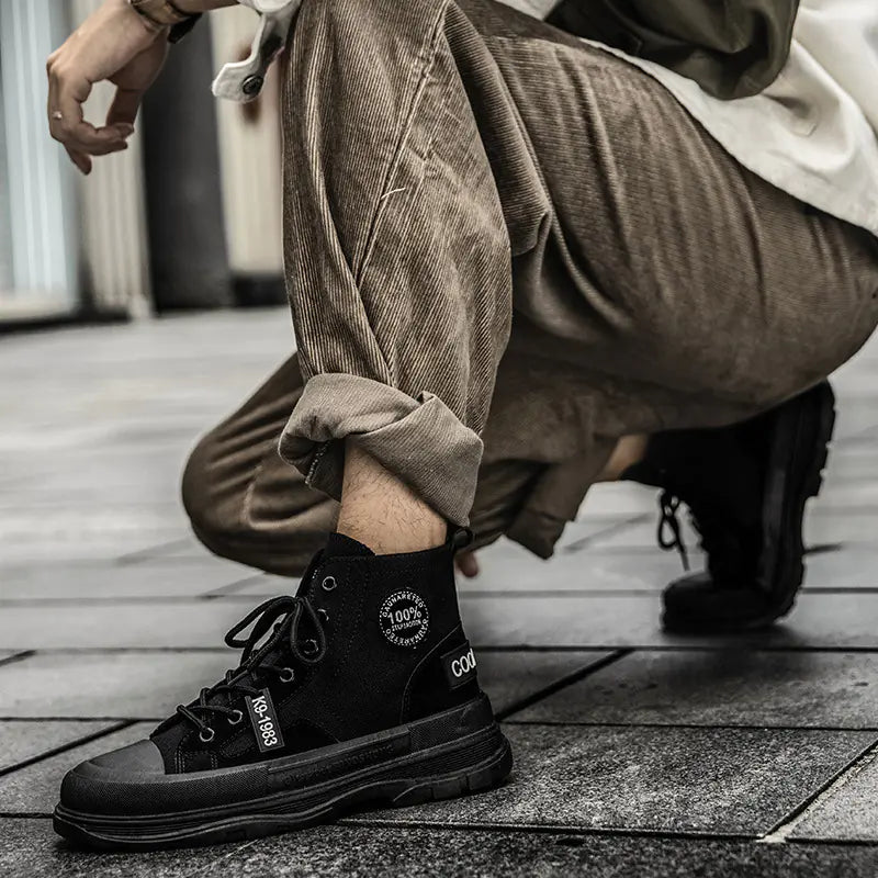 Men's Thick-Soled Canvas Shoes for Spring and Autumn