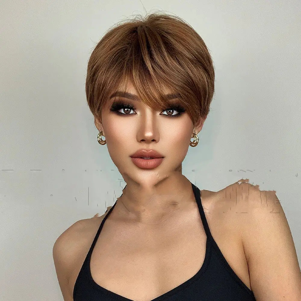 Short Straight Hair Wig in Six Colors - Reversed Style