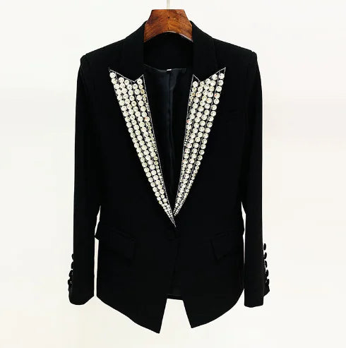 Bejeweled Peak Lapel Evening Blazer (Single Piece)
