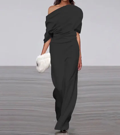 WOLFF Elegant Spring Jumpsuit with One-Line Neckline