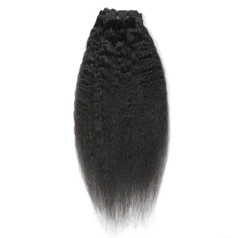 Kinky Straight Clip-In Human Hair Extensions Natural