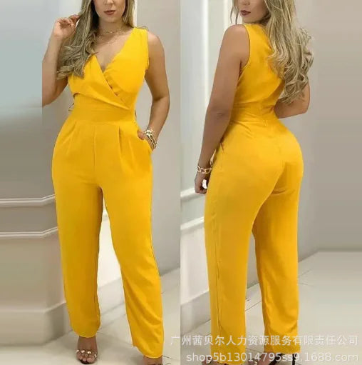 Bernar Jumpsuit with Cross V-Neck Design (One Set)