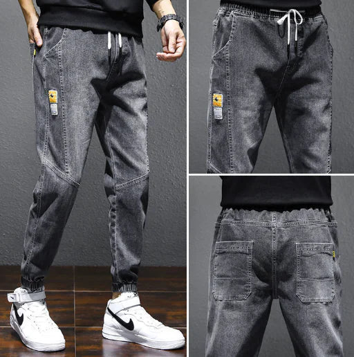 Men's Warm Fleece Harem Jeans - Casual Stretch Trousers