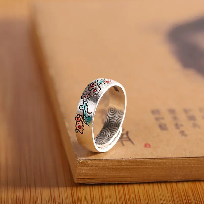 "Pure Silver Plum Ring for Women"
