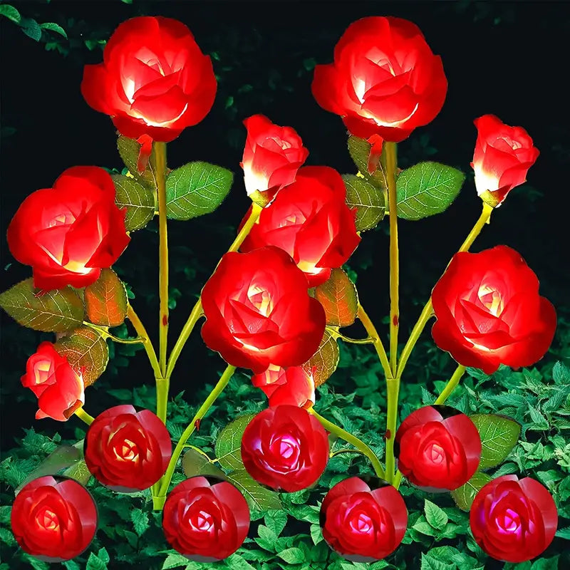 Solar Garden Lights - 7 Color Changing Rose Design