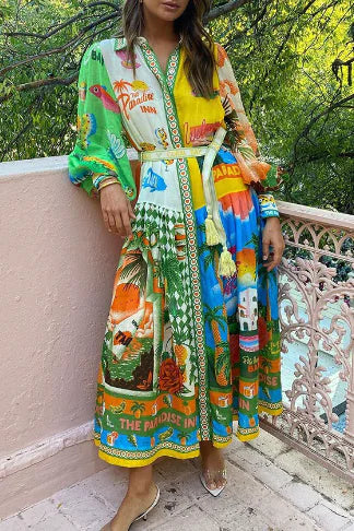 Lucille Chevalier Beach Dress with Floral Print (One Piece)