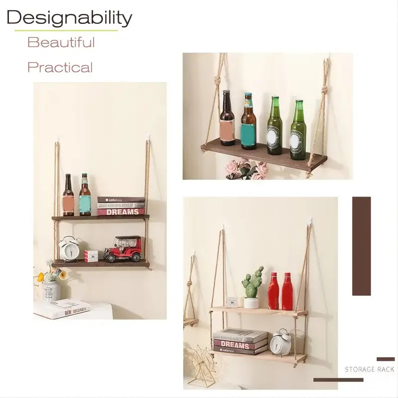 Boho Wall Hanging Shelf - Rustic Floating Shelf (1pc)