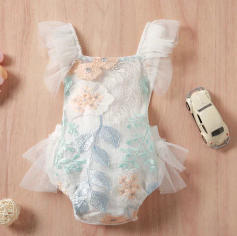 Bella Romper with Mesh Embroidery (One Piece)