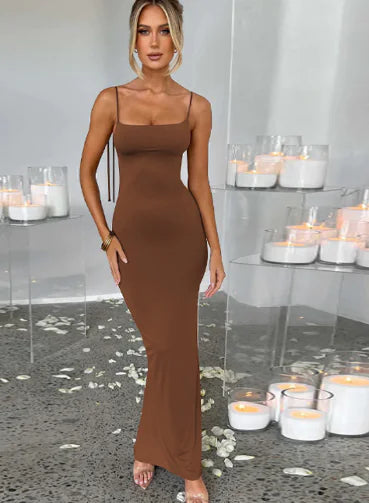 Sexy Slimming Halter Dress with Waist - Long Gown (One Piece)