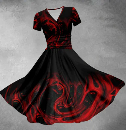 Floral Print Maxi Dress with V-Neck (One Piece)