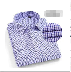 Men's Long Sleeve Cotton Dress Shirt (Plus Size, Single)