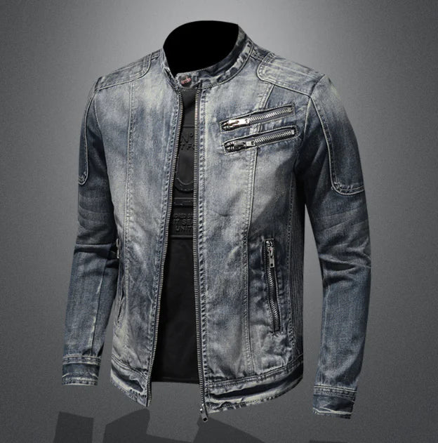 Elegant Black Denim Jacket for Men (One Piece)
