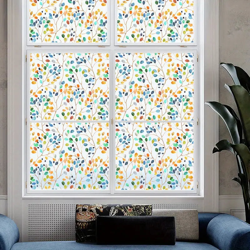 Color Leaf Pattern Privacy Window Film with UV Protection