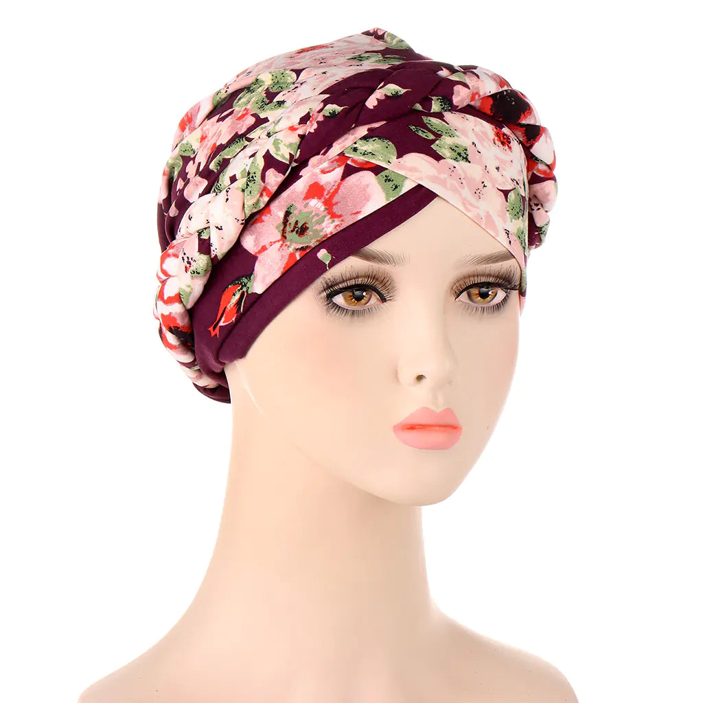 Tie-Dyed Short Braid Hair Turban Hat
