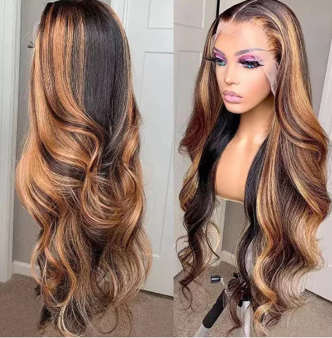 Honey Blonde Ombre Loose Wave Lace Wig (One Piece)