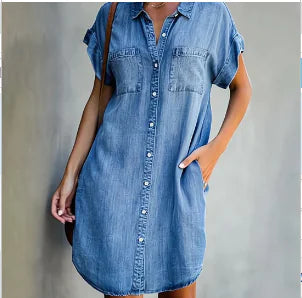 Ravello Comfortable Everyday Denim Midi Dress (One Piece)