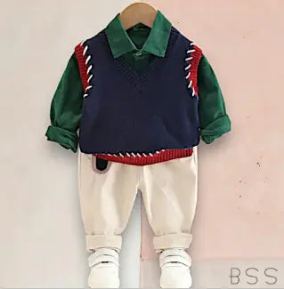 Pippo Vest Shirt Set (Three Pieces, One Set)