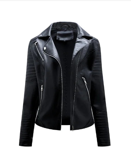 Women's Genuine Leather Motorcycle Jacket (One Piece)