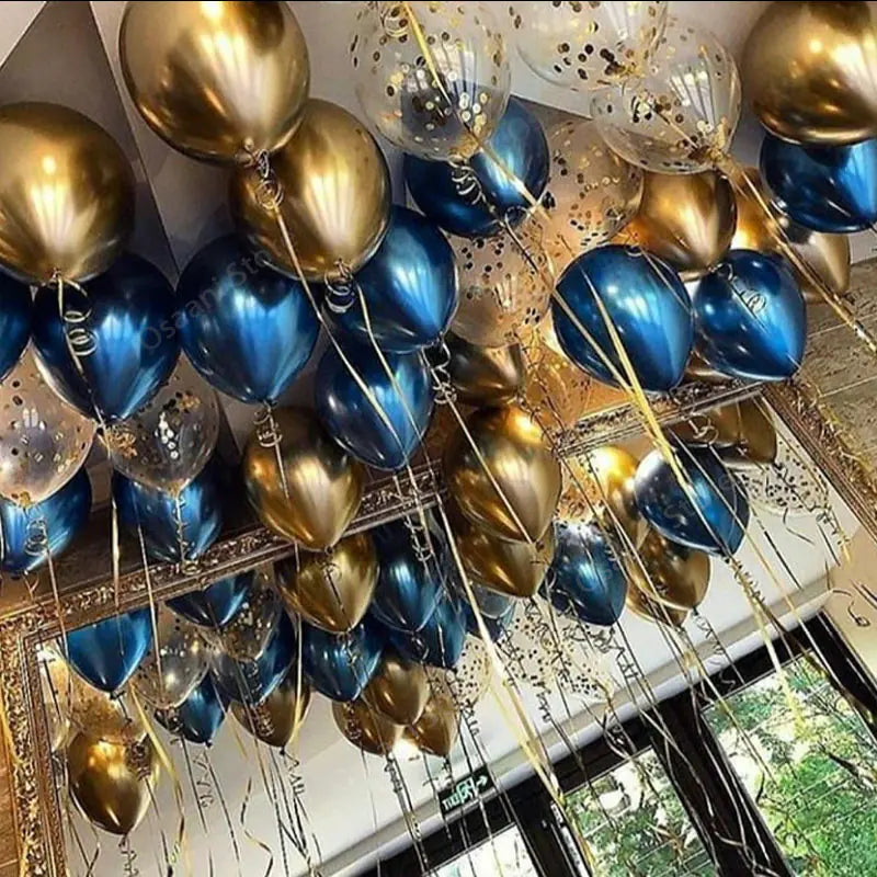 Metallic Confetti Latex Balloons 12 Inch Set for Parties