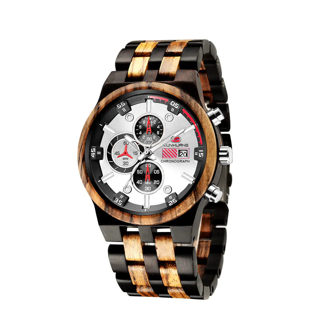 Luminous Multifunctional Quartz Wood Sports Watch