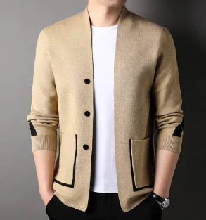 Alpha Men's Cardigan Long Sleeve Knitwear (One Piece)