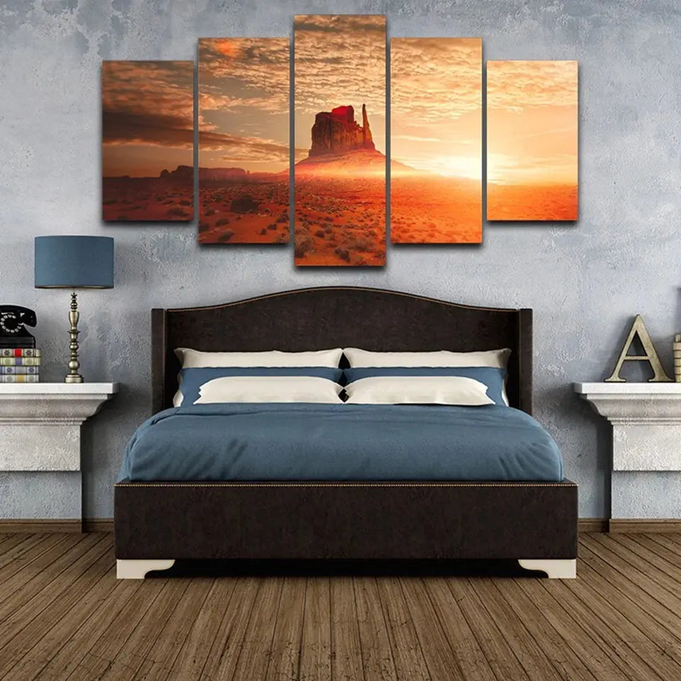 "Five-Panel Scenic Oil Painting for International Sales"