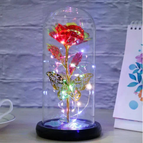 Eternal Crystal Rose Gift Box with Glass Dome (One)