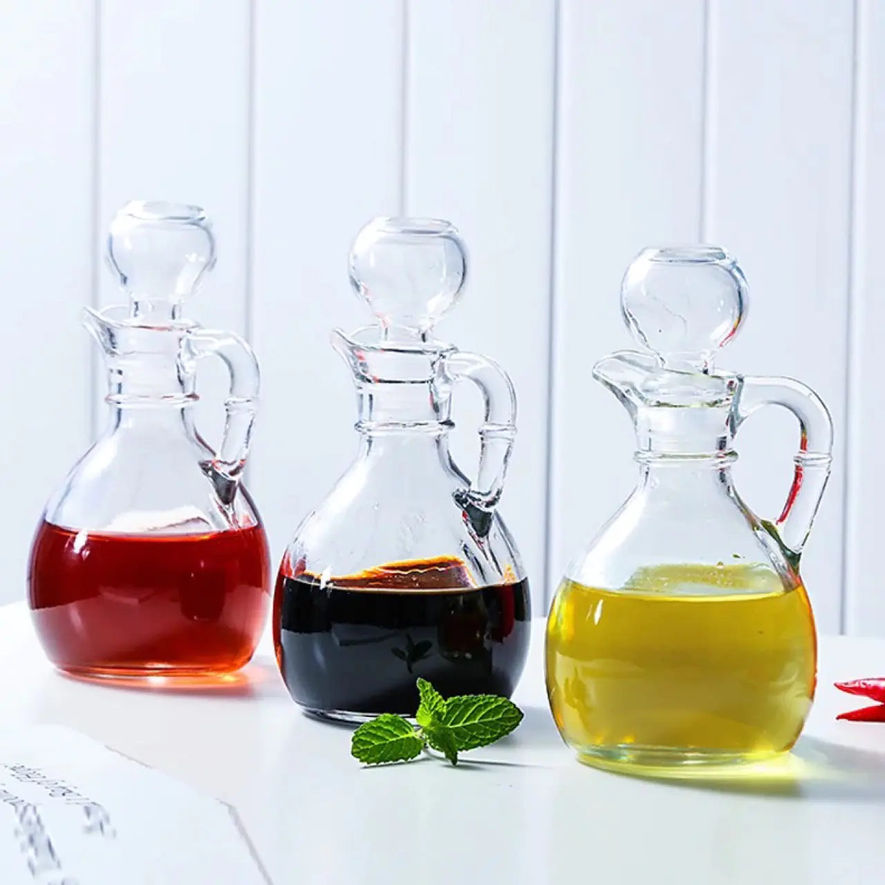 Imported Glass Oil and Soy Sauce Bottle Set