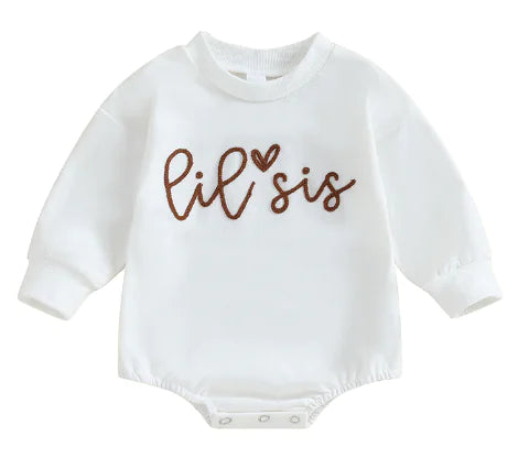 Sister Matching Romper Outfits with Letter Print (0-18M)