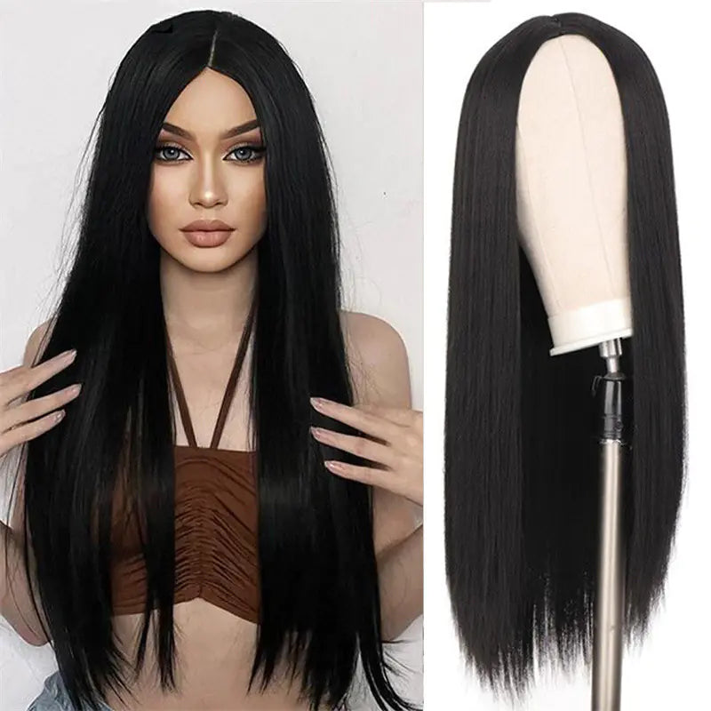 New Black Matte Long Straight Wig for Women
