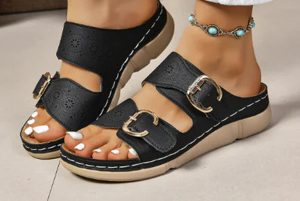 Women's Sports Sandals with Simple Metal Buckle