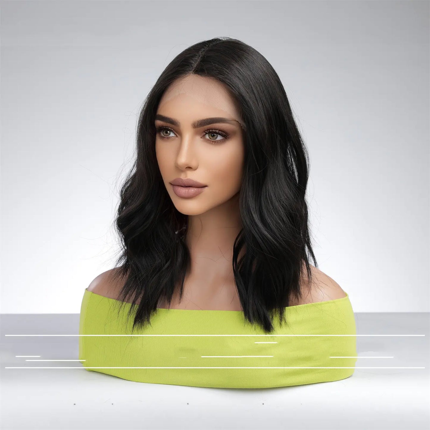 Medium Gradient White Straight Shoulder-length Wig