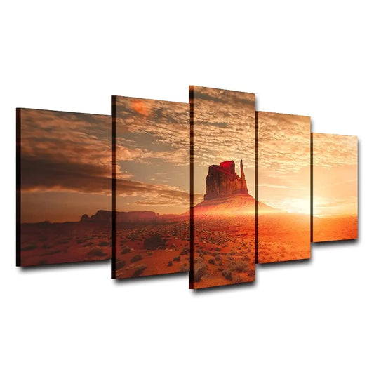 "Five-Panel Scenic Oil Painting for International Sales"