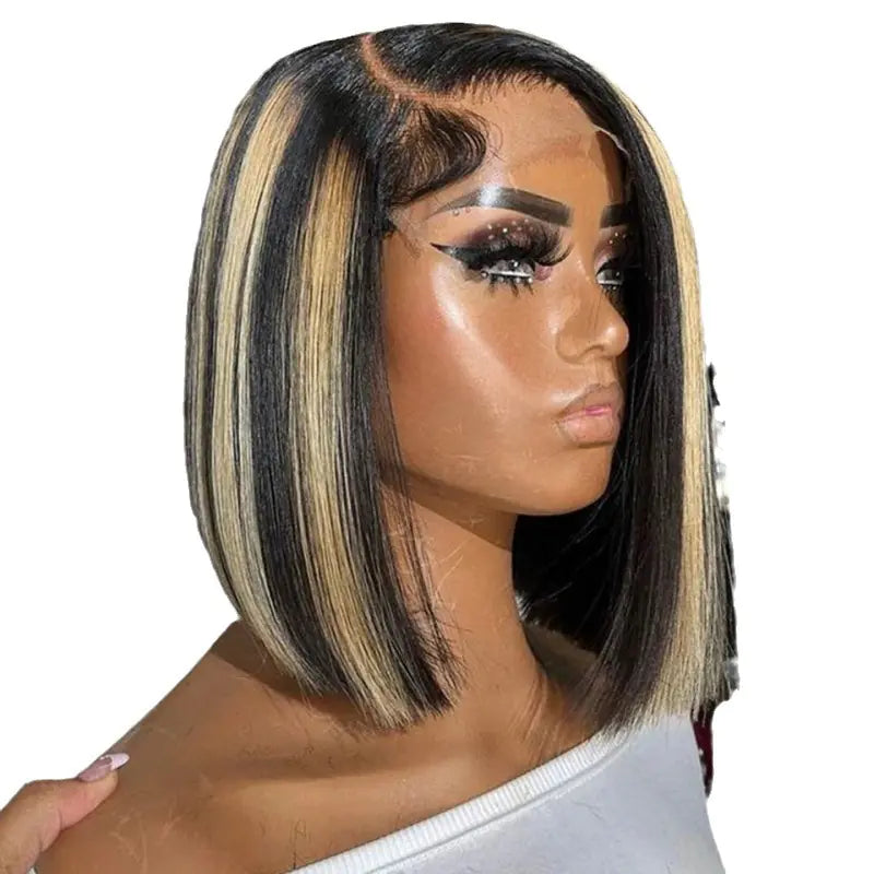 10A Grey Piano Bob Wig 100% Human Hair 13*4 Closure