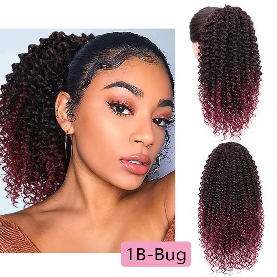 Puffy Drawstring Ponytail with Afro Curls