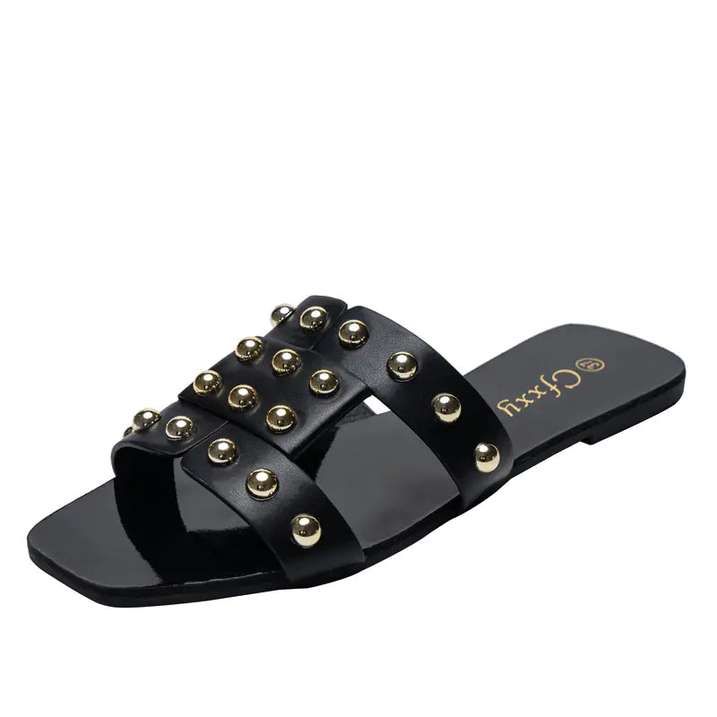 Fashion Rivet Flat Sandals for Women’s Casual Wear