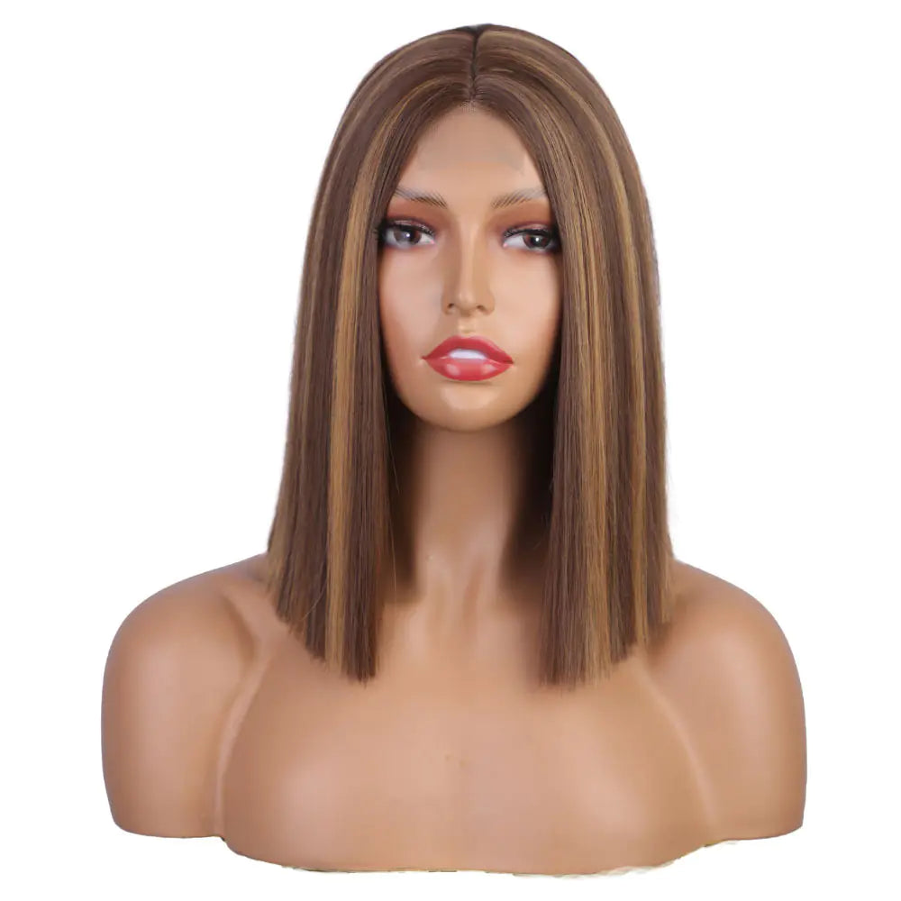 Fashionable Gradient Mid-Length Straight Wig