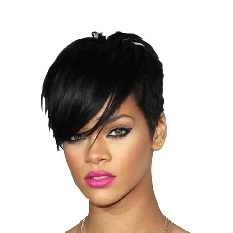 Short Straight Bob Wig with Side Bangs for Women