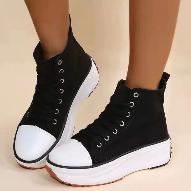 Thick-Soled Round Toe White Shoes for Sports & Leisure