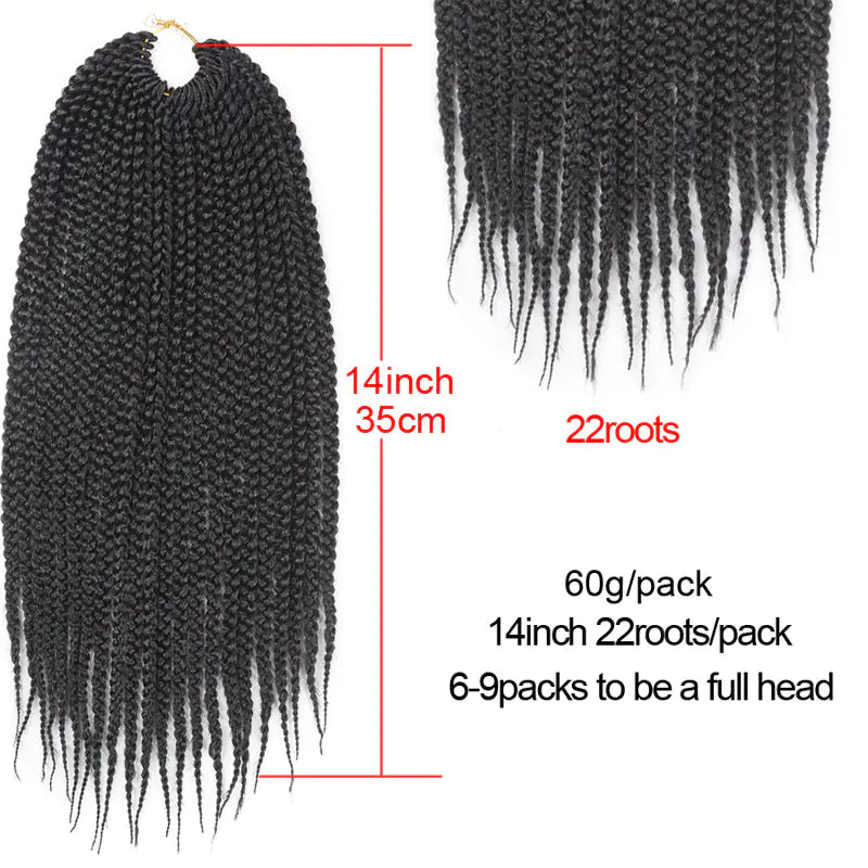 TOMO Box Braids Hair Extensions - 14 18 22 Inch