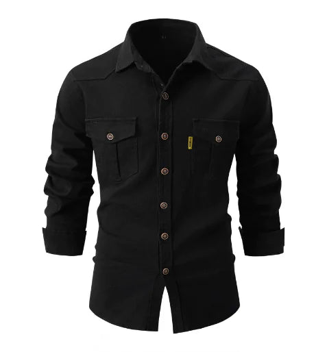 Men's Washed Cotton Long Sleeve Shirt (Single Piece)