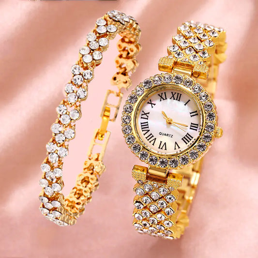 Fashion Roman Pattern Women's Diamond Quartz Watch