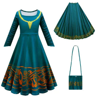 Merida Costume Set for Kids - Long Dress and Cape