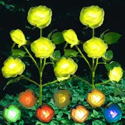 Solar Garden Lights - 7 Color Changing Rose Design