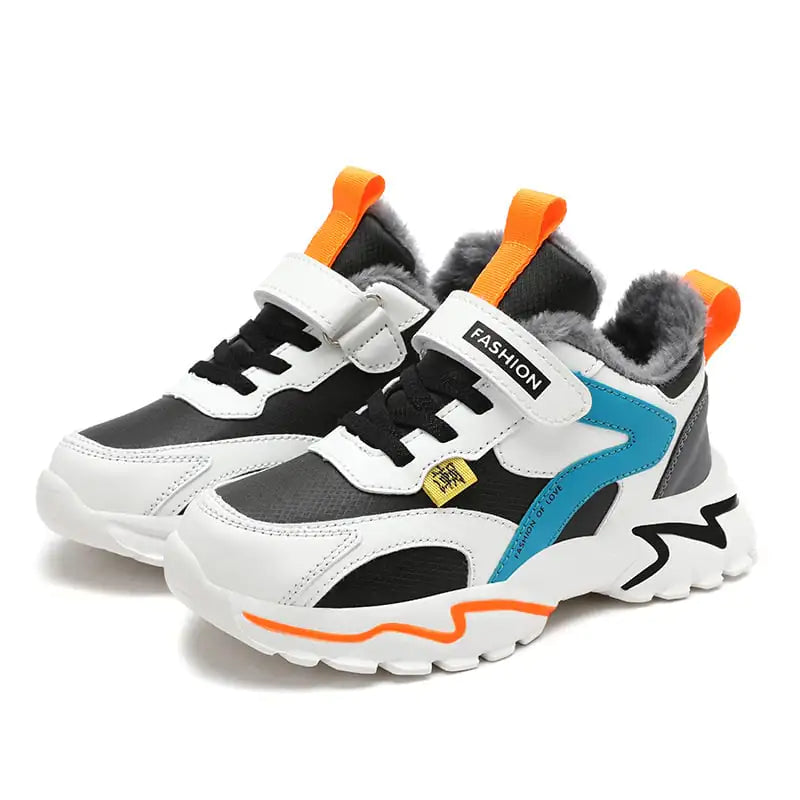 Winter Children's Leather and Velvet Sneakers