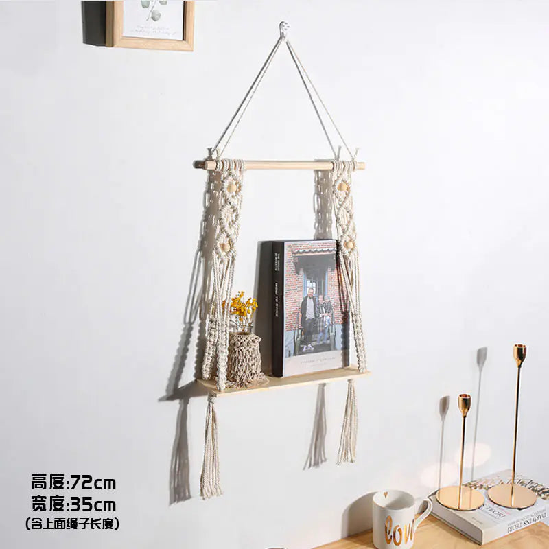 Bohemian Handwoven Tapestry Wall Shelf Decor