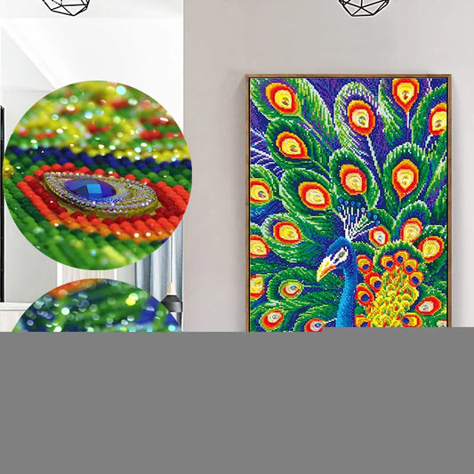 5D Diamond Painting Peacock Design for Living Room