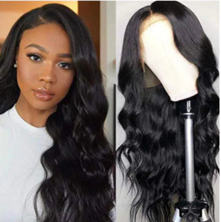 European American Long Curly Hair Wig with Bangs