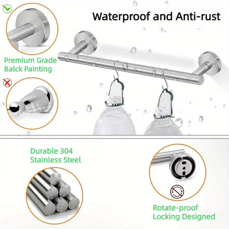 5pcs Matte Black Bathroom Hardware Set, Stainless Steel