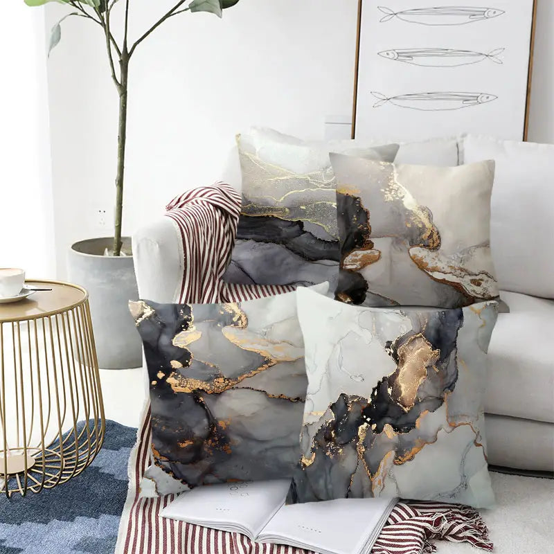 4 Printed Marble Pillow Covers for Home Decor (17.7")